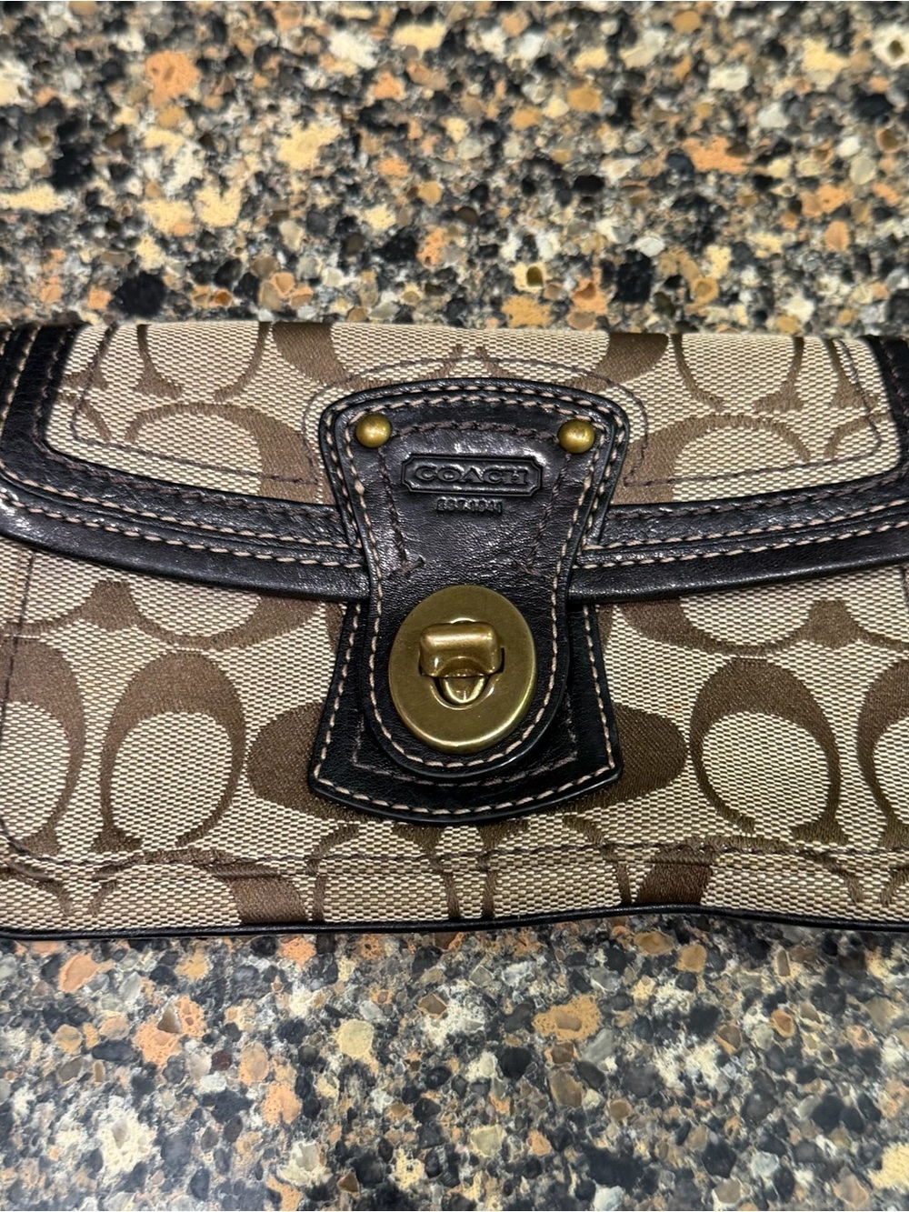 Coach Signature Canvas Wristlet in Brown and Tan - Picture 2 of 8